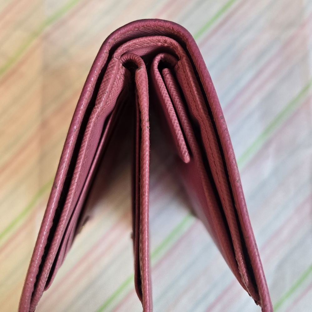 Prada Wallet (w COA Cards)  Saffiano Pink Leather Wallet - Picture 10 of 12